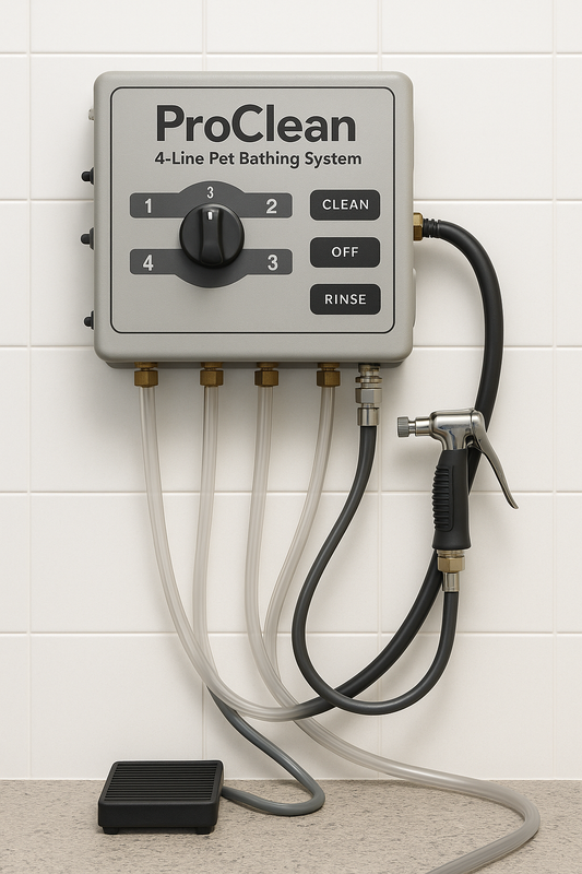 ProClean 4-Line Pet Bathing System – Wall-Mounted Grooming Station with Auto Dilution