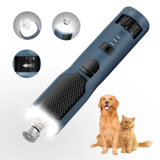 7-Speed Pet Nail Grinder with 360° LED Light – Quiet USB-C Rechargeable Nail Trimmer for Dogs & Cats